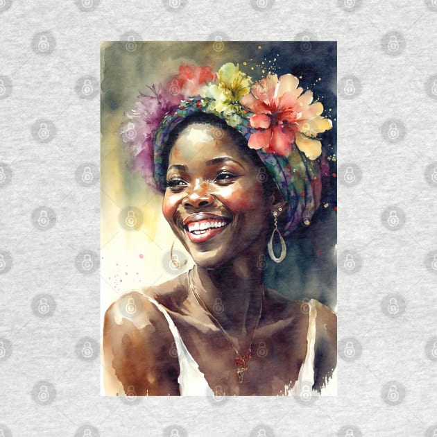 Watercolour print of a beautiful Black Queen by Buff Geeks Art